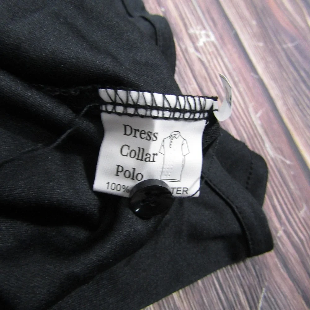 Collars & Co Polo Shirt Mens XL Black Dress Collar Performance Golf Top Stretch - Picture 3 of 6